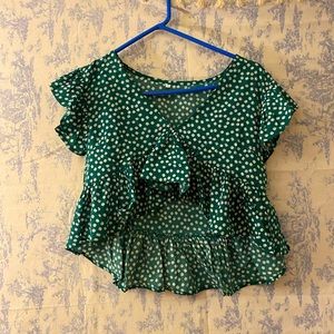 Green flowery crop top size Medium